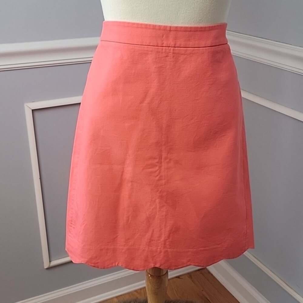 J. BY J.CREW Peach Scalloped Hem Business Office Career Classic Pencil Skirt‎ 8